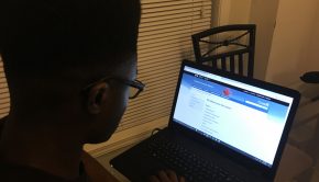 male student looking at Canada Revenue Agency website